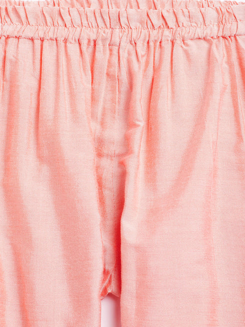 Sishu Girl's' Pink Viscose Kurta And Straight Pant Set